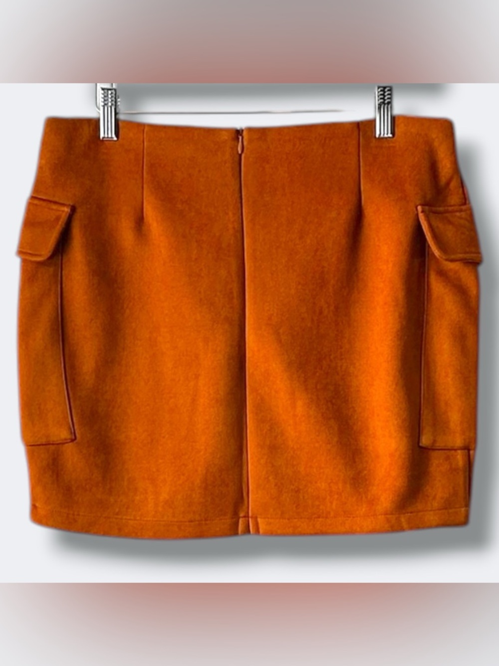 Boohoo Night Rust Faux Suede Lace-Up Mini Skirt - Size 10 - Picture 2 of 5